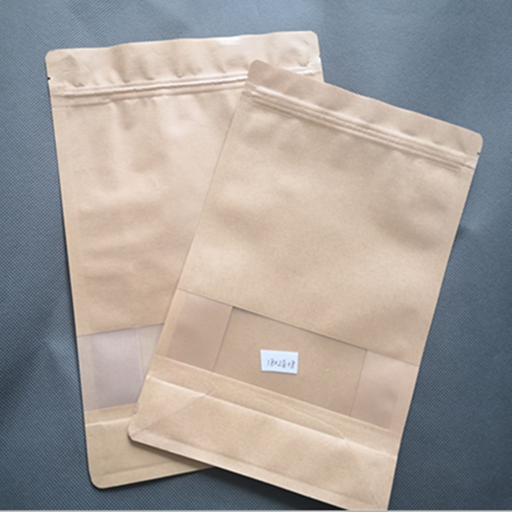 Food grade kraft paper zipper bags stand up pouch with zipper N