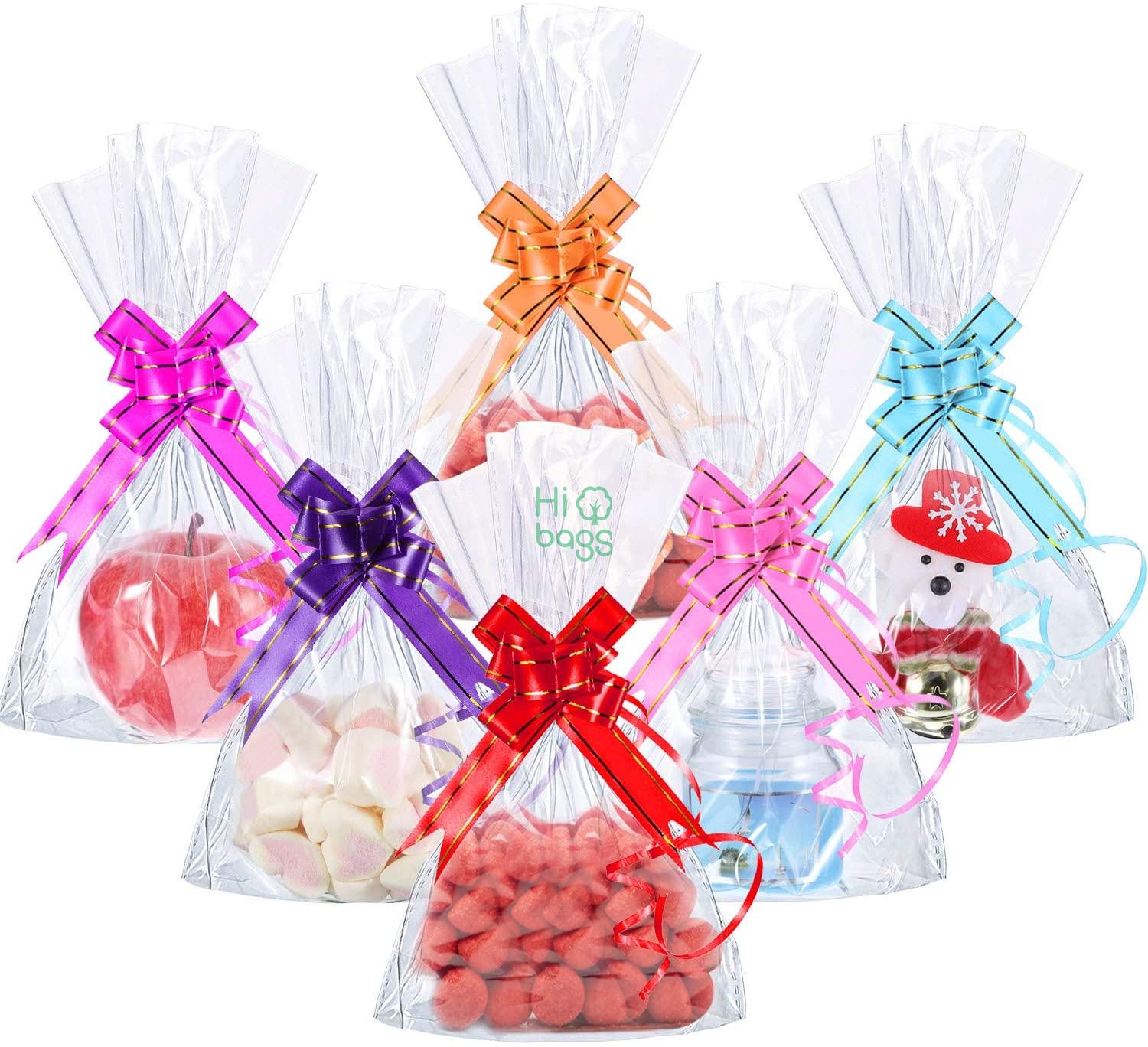 Clear Block Bottom Home Bags with Colorful Bag Ties M